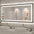 thumbnail image 1 of GODCHAR LED Bathroom Mirror Rectangular Anti-Fog Modern Style Mirror in Tempered Glass Black Frame 60x28 inch, 1 of 10