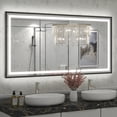 thumbnail image 1 of GODCHAR LED Bathroom Mirror Rectangular Anti-Fog Modern Style Mirror in Tempered Glass Black Frame 60x30 inch, 1 of 10