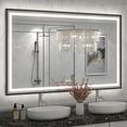 thumbnail image 1 of GODCHAR LED Bathroom Mirror Rectangular Anti-Fog Modern Style Mirror in Tempered Glass Black Frame 60x36 inch, 1 of 10