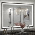thumbnail image 1 of GODCHAR LED Bathroom Mirror Rectangular Anti-Fog Modern Style Mirror in Tempered Glass Black Frame 60x40 inch, 1 of 10