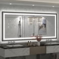 thumbnail image 1 of GODCHAR LED Bathroom Mirror Rectangular Anti-Fog Modern Style Mirror in Tempered Glass Black Frame 88x38 inch, 1 of 10