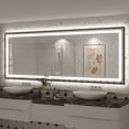 thumbnail image 1 of GODCHAR LED Bathroom Mirror Rectangular Anti-Fog Modern Style Mirror in Tempered Glass Black Frame 96x36 inch, 1 of 10