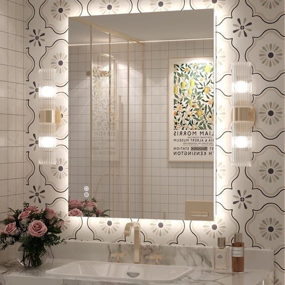 32x24 LED Bathroom Mirror, 24V Ultra Bright Backlit Vanity Mirror, Anti-Fog & Shatterproof Tempered Glass, CRI 95+