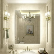 Apmir LED Bathroom Vanity Mirror, Frameless Backlit Wall Mirrors with AntiFog, 3 Color Dimmable and Tempered Glass 32x24 inch