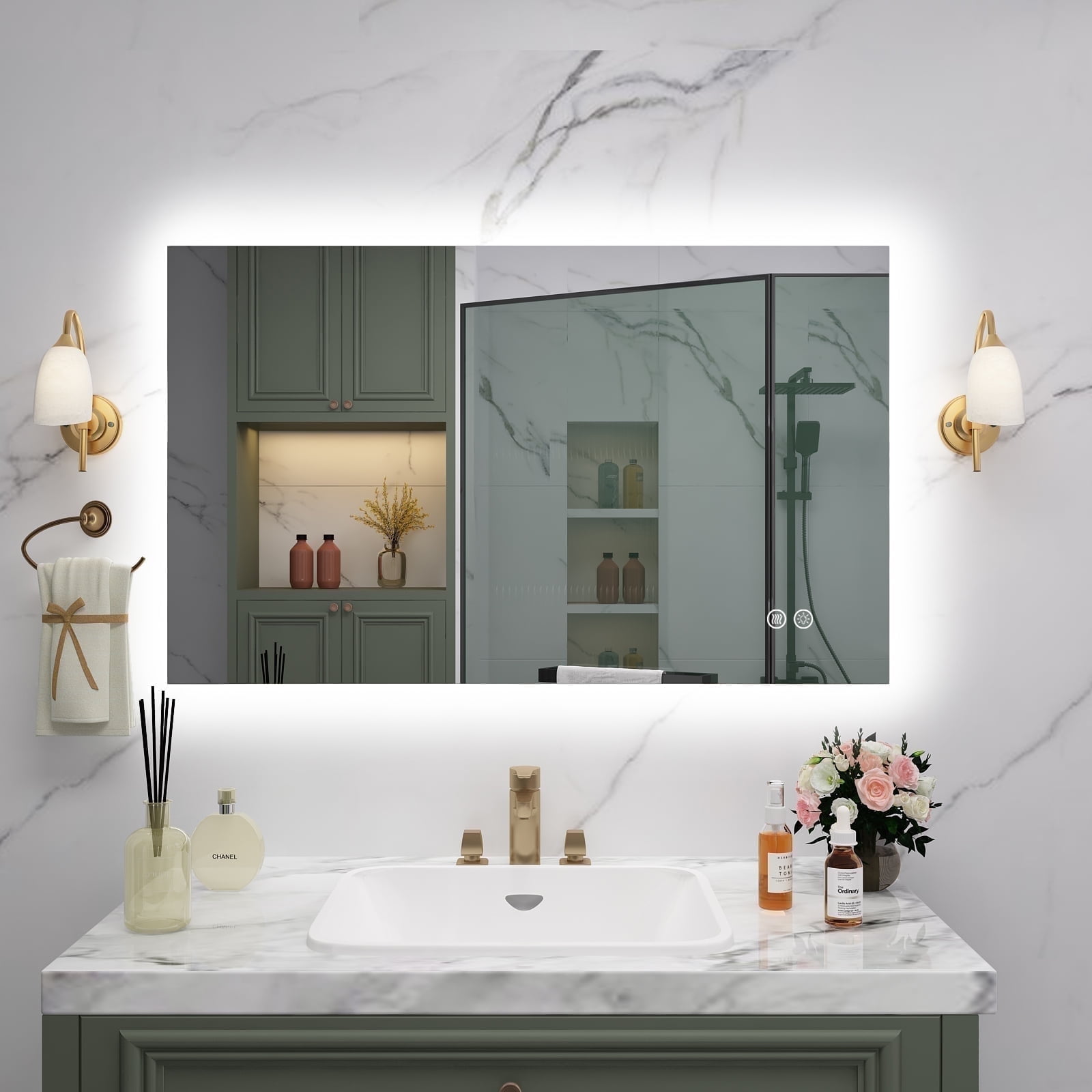 Apmir LED Bathroom Mirror Rectangular Frameless Super Bright Backlited ...