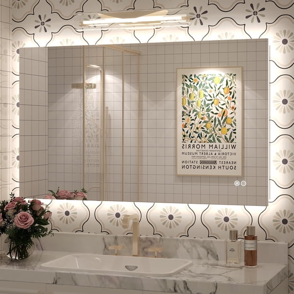 40x24 LED Bathroom Mirror, 24V Ultra Bright Backlit Vanity Mirror, Anti-Fog & Shatterproof Tempered Glass, CRI 95+