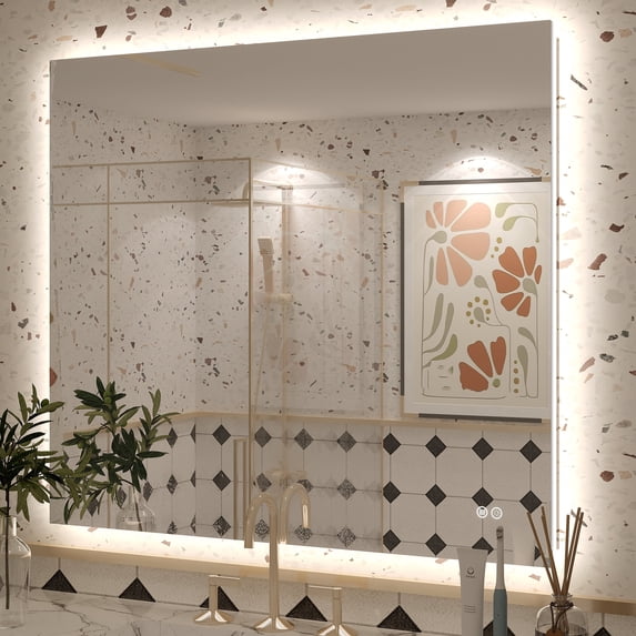 40x36 LED Bathroom Mirror, 24V Ultra Bright Backlit Vanity Mirror, Anti-Fog & Shatterproof Tempered Glass, CRI 95+