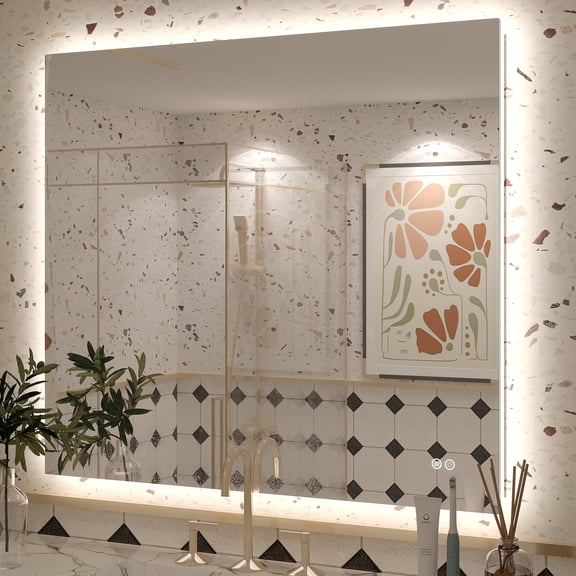 40x36 LED Bathroom Mirror, 24V Ultra Bright Backlit Vanity Mirror, Anti-Fog & Shatterproof Tempered Glass, CRI 95+