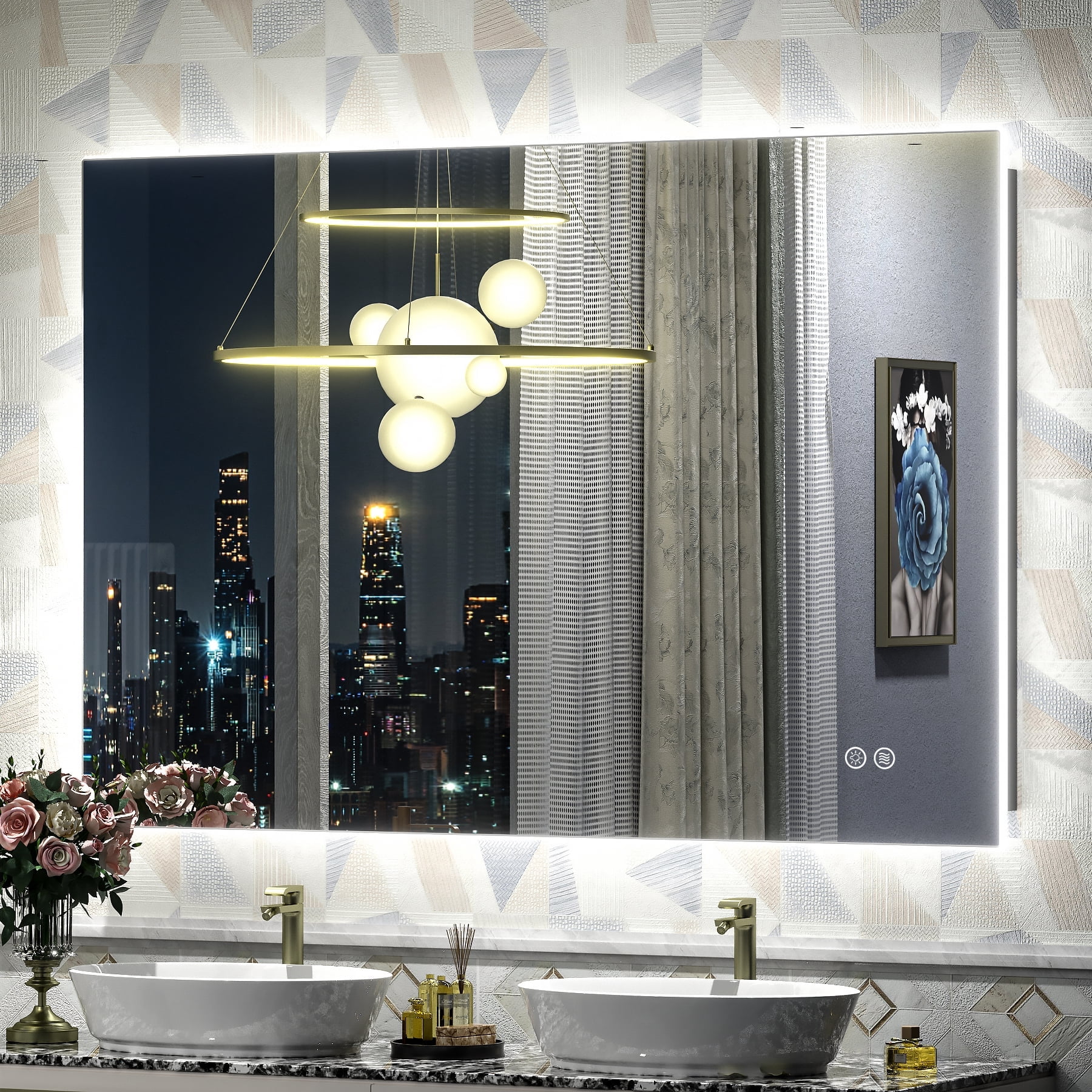 Apmir LED Bathroom Vanity Mirror, Frameless Backlit Wall Mirrors with ...