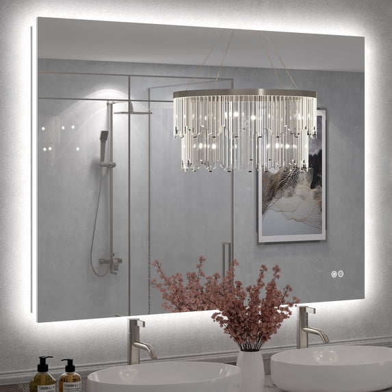 48x36 LED Bathroom Mirror, 24V Ultra Bright Backlit Vanity Mirror, Anti-Fog & Shatterproof Tempered Glass, CRI 95+