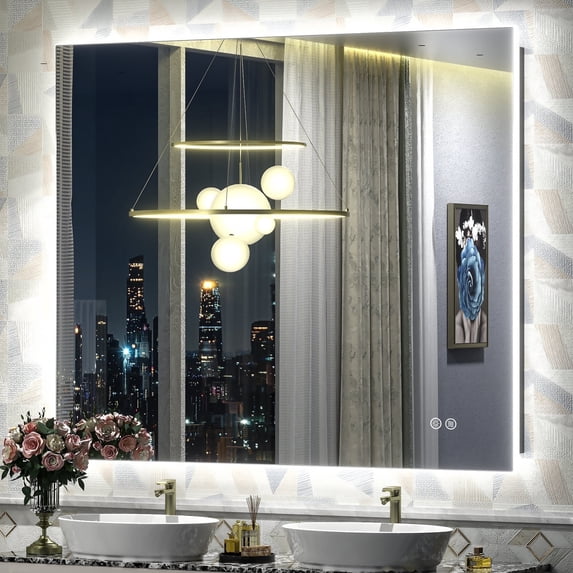 48x40 LED Bathroom Mirror, 24V Ultra Bright Backlit Vanity Mirror, Anti-Fog & Shatterproof Tempered Glass, CRI 95+