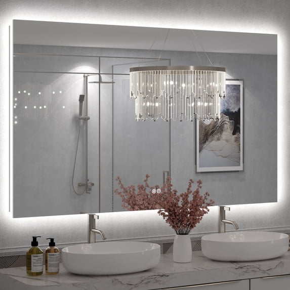 60x36 LED Bathroom Mirror, 24V Ultra Bright Backlit Vanity Mirror, Anti-Fog & Shatterproof Tempered Glass, CRI 95+