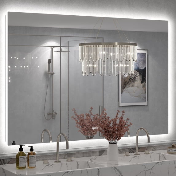 60x40 LED Bathroom Mirror, 24V Ultra Bright Backlit Vanity Mirror, Anti-Fog & Shatterproof Tempered Glass, CRI 95+