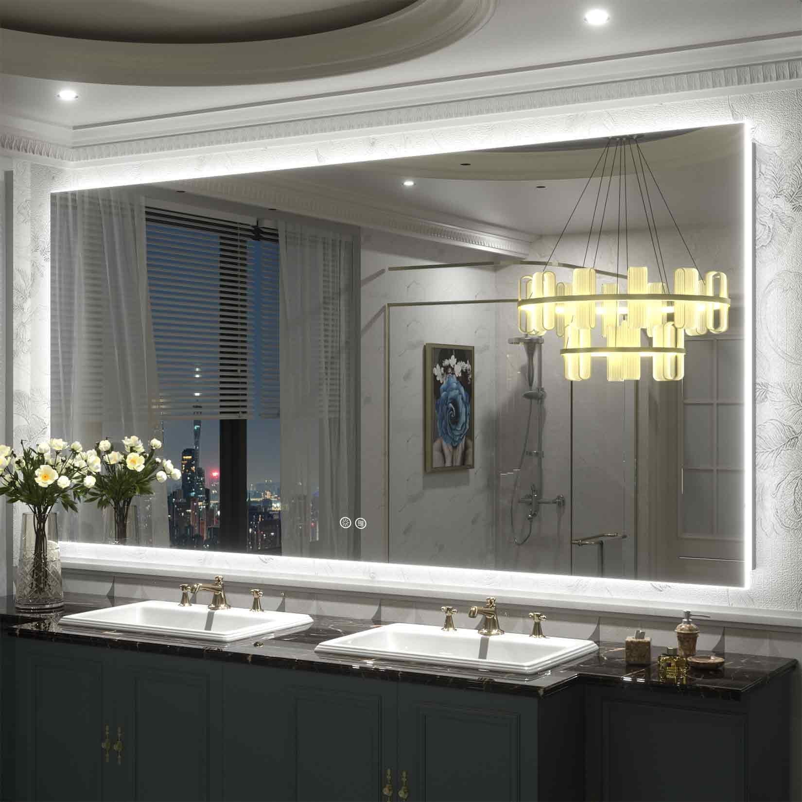 Apmir LED Bathroom Vanity Mirror, Frameless Backlit Wall Mirrors with
