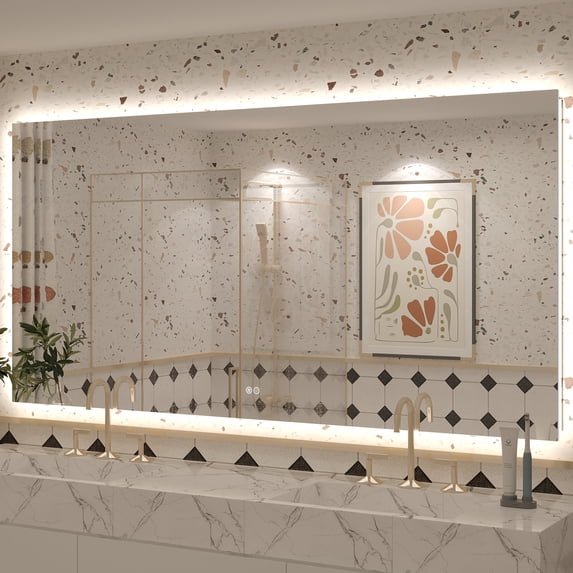 72x36 LED Bathroom Mirror, 24V Ultra Bright Backlit Vanity Mirror, Anti-Fog & Shatterproof Tempered Glass, CRI 95+