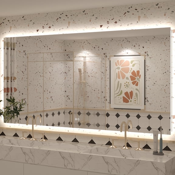 77x36 LED Bathroom Mirror, 24V Ultra Bright Backlit Vanity Mirror, Anti-Fog & Shatterproof Tempered Glass, CRI 95+