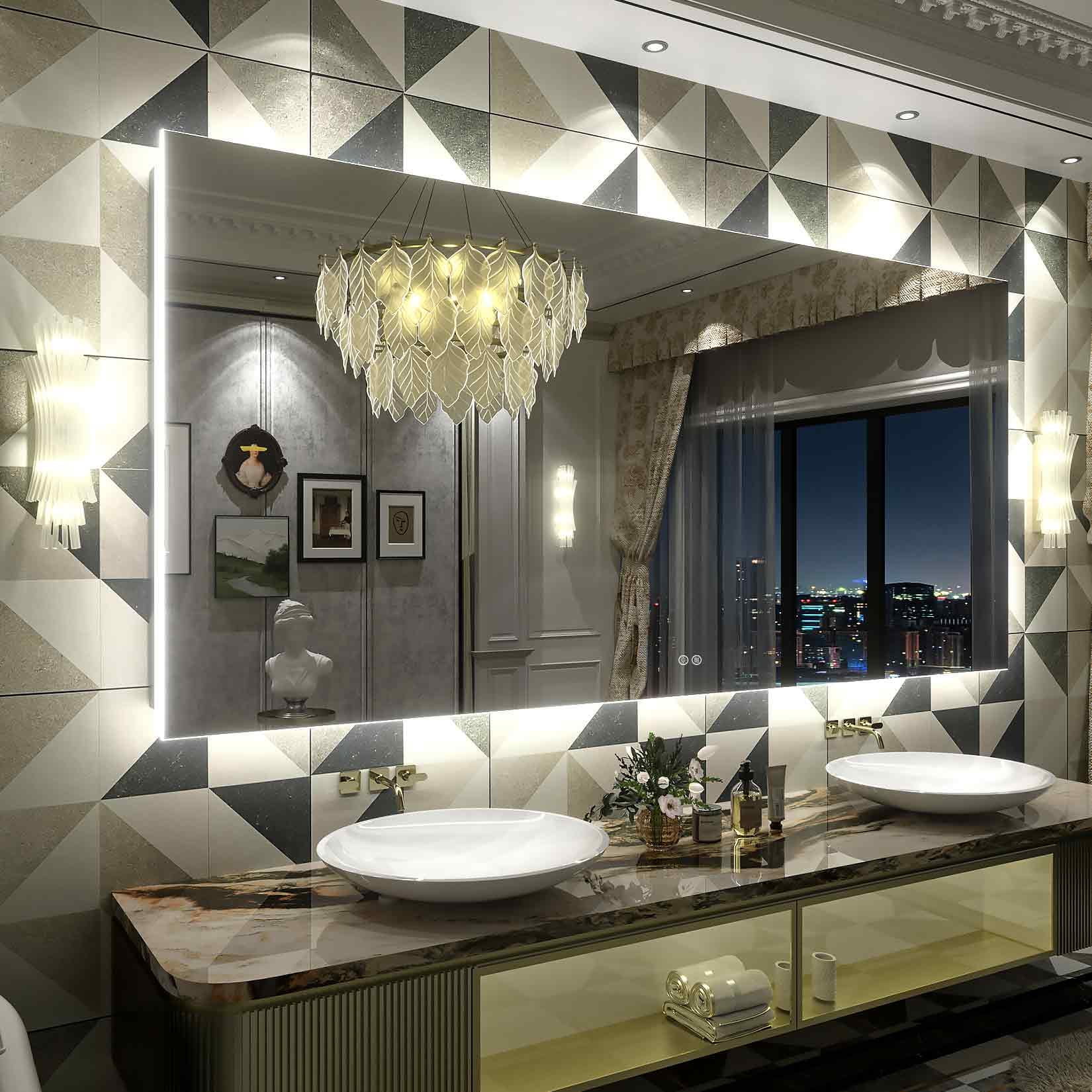 Apmir LED Bathroom Vanity Mirror, Frameless Backlit Wall Mirrors with ...