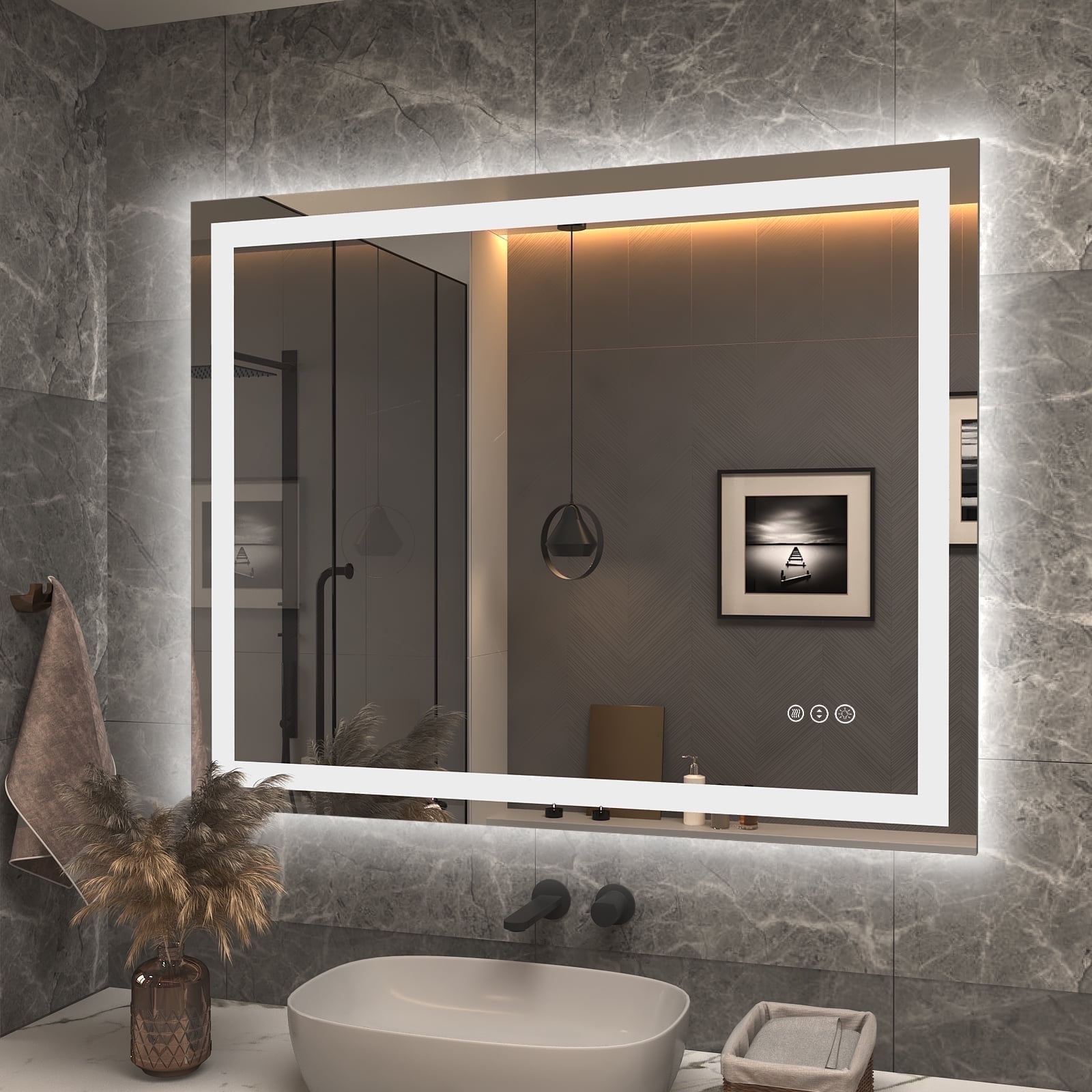 Apmir LED Bathroom Mirror with Lights Super Bright Anti-Fog Vanity in ...