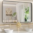 thumbnail image 1 of Apmir  Metal Frame Tempered Glass Bathroom Vanity Mirror for Wall, Cloakroom, Bedroom 48" x 32" - Black, 1 of 4