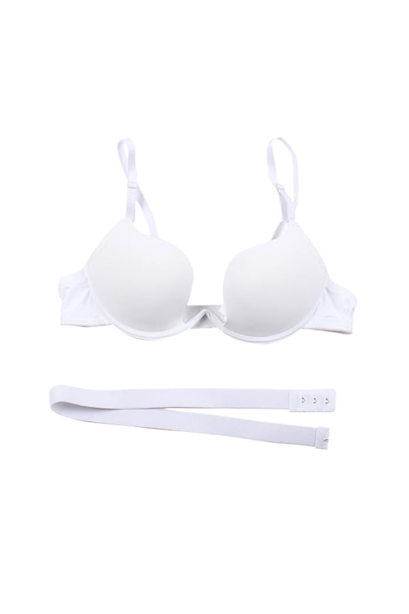 Apocaly Underwire Bra, Push-Up T-Shirt Bra, Modern Demi Bra, Lightly Padded Bra with Convertible Straps White 70/32B