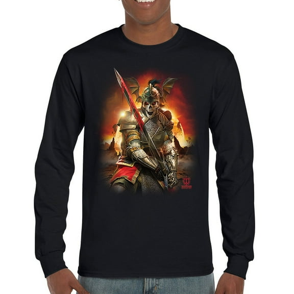 Apocalypse Reaper Long Sleeve T-shirt Fantasy Skeleton Knight with a Sword Medieval Legendary Creature Dragon Wizard