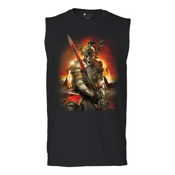 Apocalypse Reaper Muscle Shirt Fantasy Skeleton Knight with a Sword Medieval Legendary Creature Dragon Wizard Men's