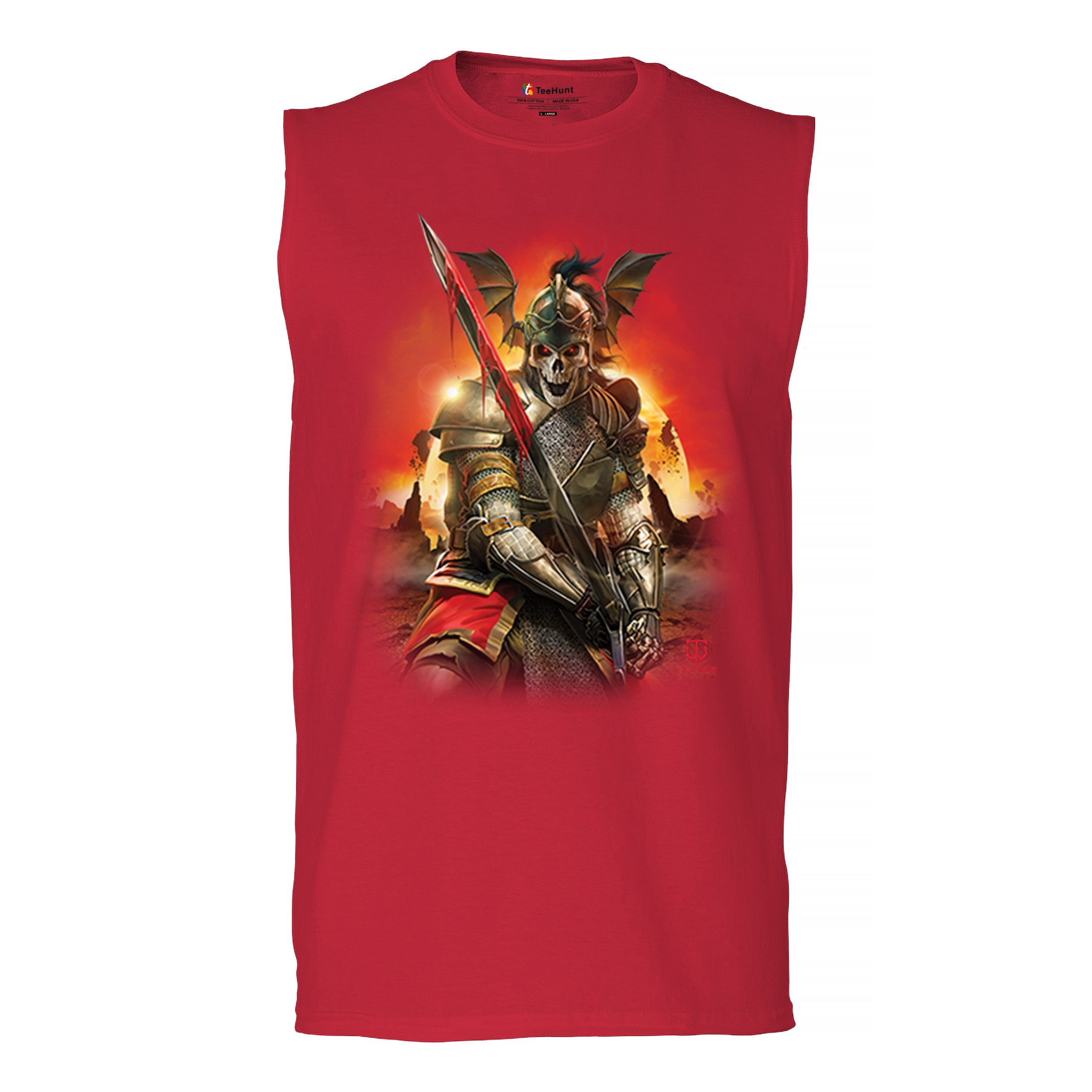 Muscle Reaper Apocalypse Reaper Muscle Shirt Fantasy Skeleton Knight with a Sword ...