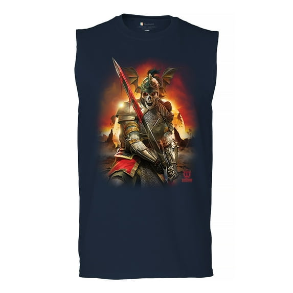 Apocalypse Reaper Muscle Shirt Fantasy Skeleton Knight with a Sword Medieval Legendary Creature Dragon Wizard Men's