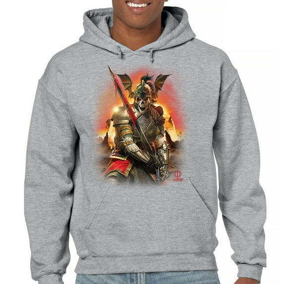 Apocalypse Reaper Sweatshirt Fantasy Skeleton Knight with a Sword Medieval Legendary Creature Dragon Wizard Hoodie