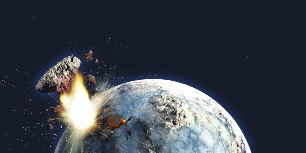 Apocalyptic illustration of Earth exploding from the inside Canvas Art - Corey FordStocktrek Images (20 x 10)