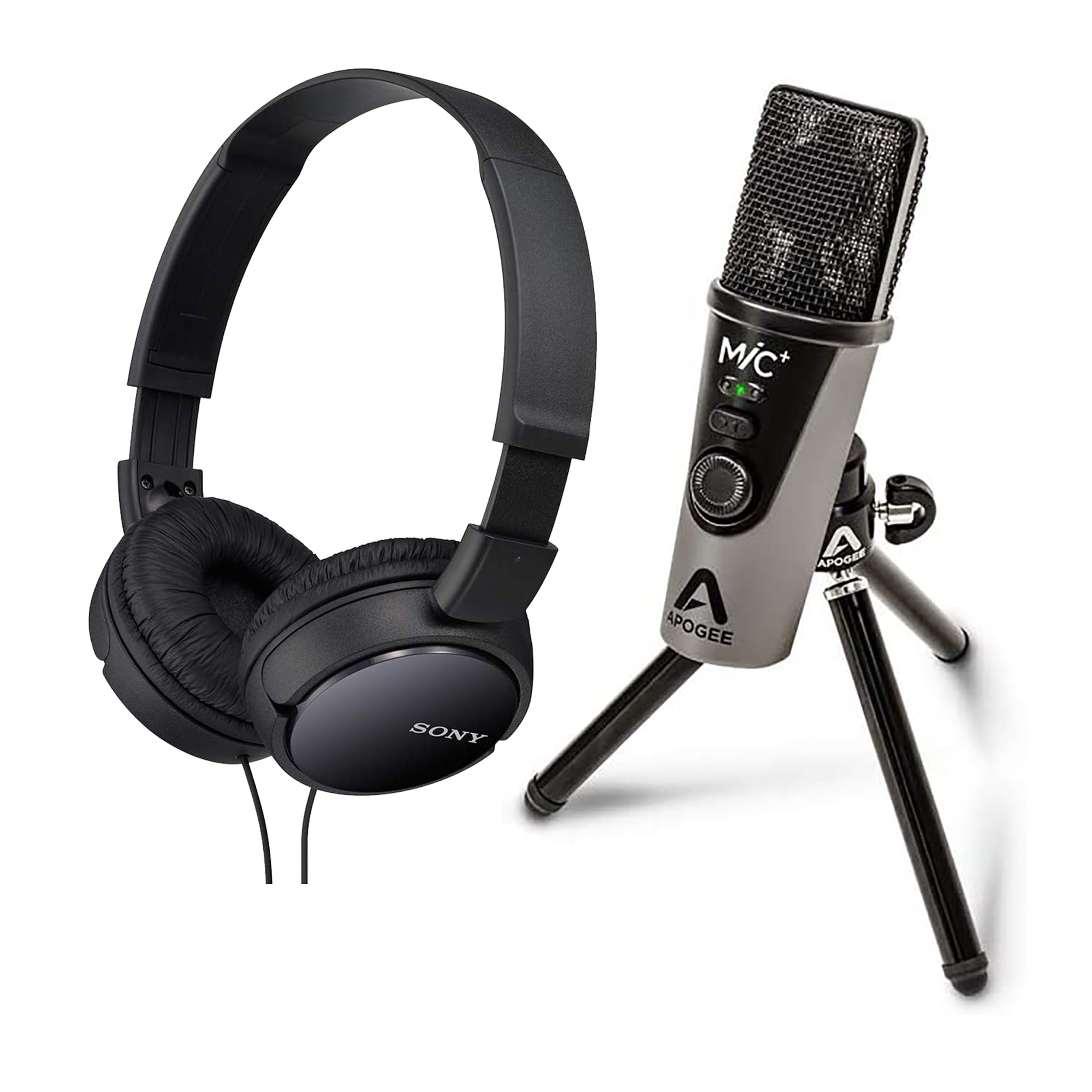Apogee MiC Plus Bundled with On-Ear Studio Headphones - Quality USB Microphone with Cardioid Condenser Mic Capsule, Built In Mic Pre-Amp & Zero-Latency Headphone Output