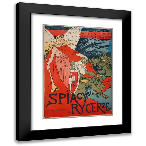 Apolinary Kotowicz 11x14 Black Modern Framed Museum Art Print Titled - Municipal Theater in Krakow. 'sleeping Knights' (1898)