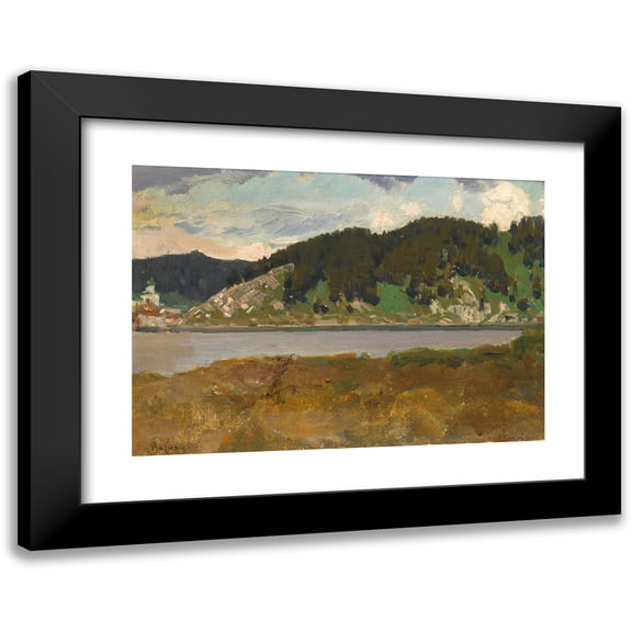 Apollinari Mikhailovich Vasnetsov 24x18 Black Modern Framed Museum Art Print Titled - Landscape with Lake