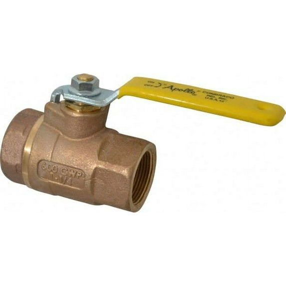 Apollo. 1-1/4" Pipe, Standard Port, Bronze Standard Ball Valve 2 Piece, Inline - One Way Flow, FNPT x FNPT Ends, Lever Handle, 600 WOG, 125 WSP