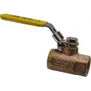 Apollo. 1/2" Pipe, Bronze Standard Ball Valve 2 Piece, Inline - One Way Flow, FNPT x FNPT Ends, Locking Lever Handle, 600 WOG
