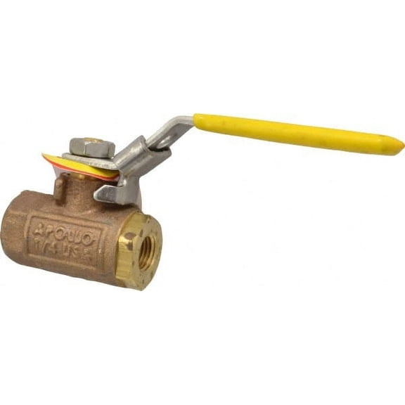 Apollo. 1/4" Pipe, Bronze Standard Ball Valve 2 Piece, Inline - One Way Flow, FNPT x FNPT Ends, Locking Lever Handle, 600 WOG