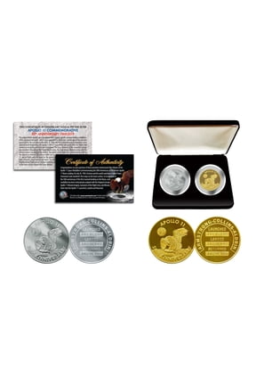 Apollo 11 50th Man in Space Robbins commemorative Medals 2-Piece Coin Set w/ BOX