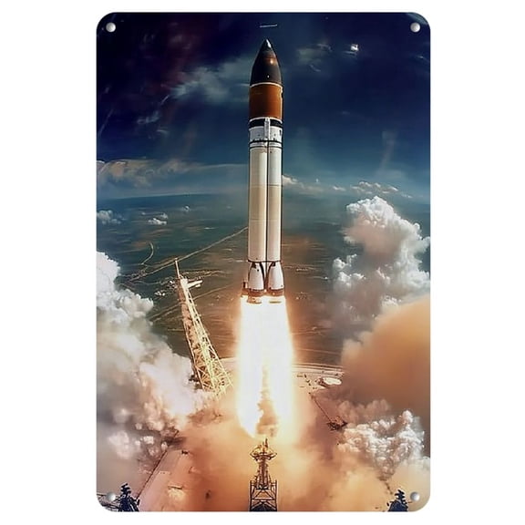 Apollo 11 Heavy Rocket Launch HD Iron Sign - Perfect for Home, Bar, Cafe & Garage Wall Decor, 8x12 inches, Perfect for Room Decor