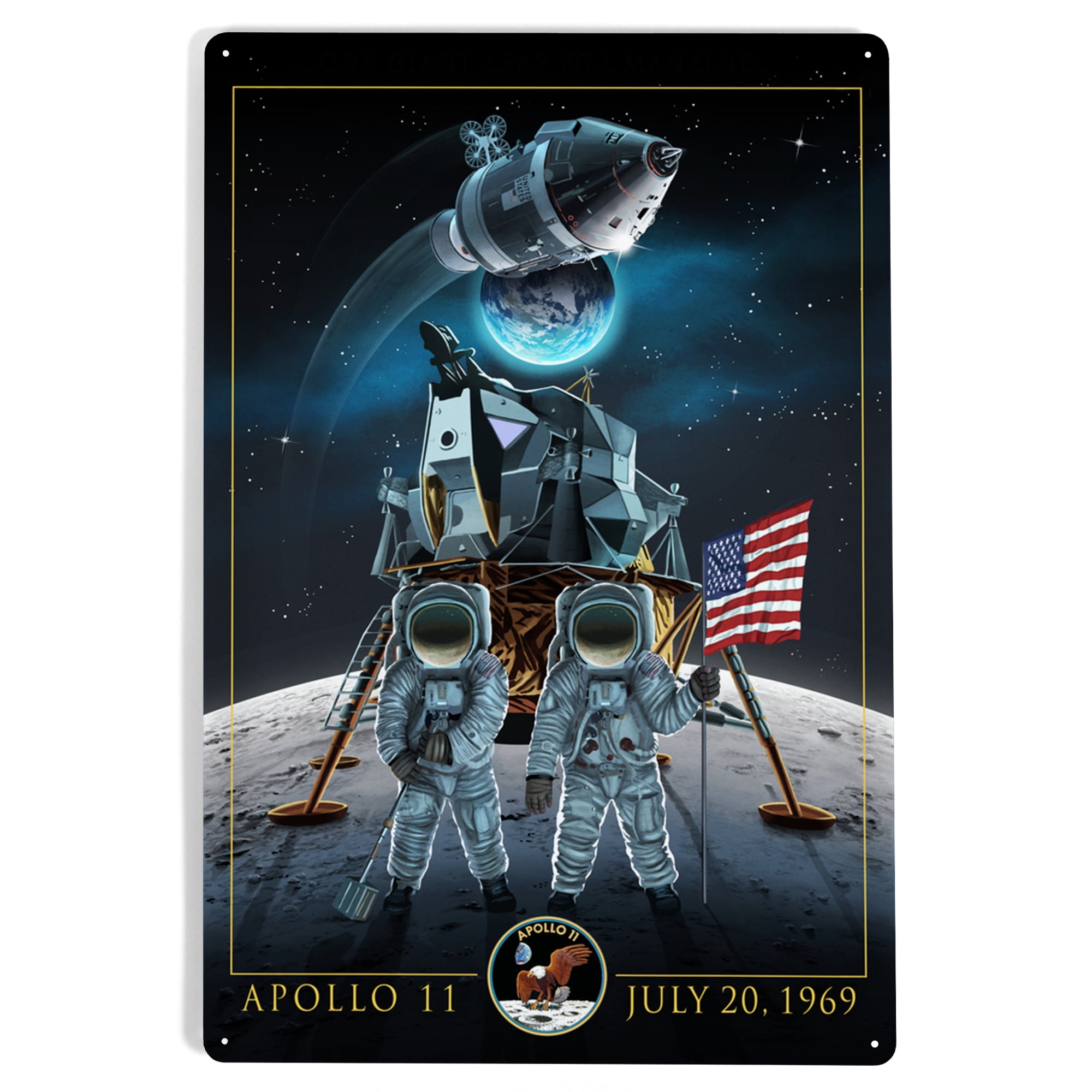 Apollo 11, Lander and Astronauts (12x18 Aluminum Art, Indoor Outdoor ...