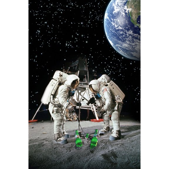 Apollo 11 Large Poster Funny 24"x36" Photographic Two members picking up lunar beer samples.