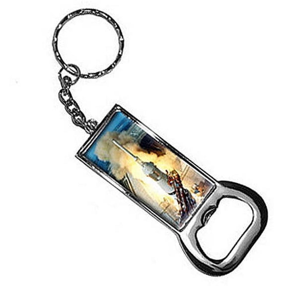 Apollo 11 Rocket Launch Usa Space Program Keychain Key Chain Ring Bottle Bottlecap Opener