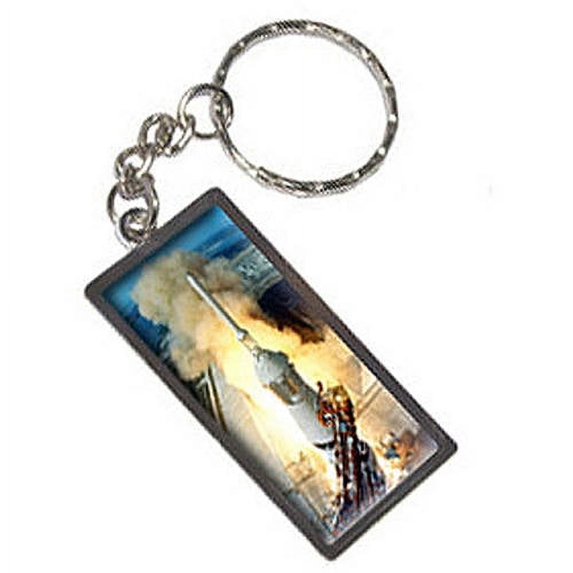 Apollo 11 Rocket Launch Usa Space Program Keychain Key Chain Ring