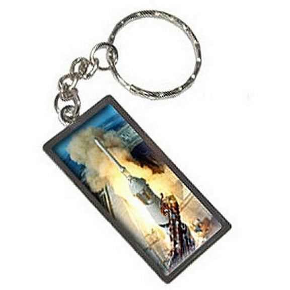 Apollo 11 Rocket Launch Usa Space Program Keychain Key Chain Ring