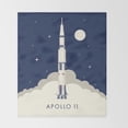 Pollo Rockets Apollo 11 Saturn V Rocket, Moon and Stars Navy Blue Polyester Fleece ...