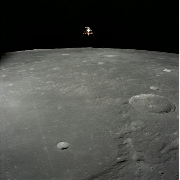 Apollo 12 Lunar Module Intrepid Landing On The Moon'S Surface. It Landed In The Ocean Of Storms Where The Surveyor 3