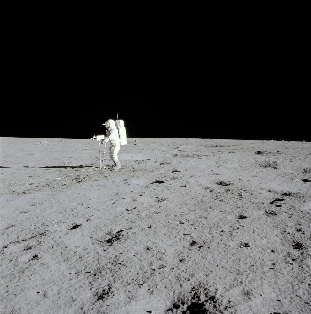 Apollo 14 astronaut makes a pan with the lunar surface television camera Canvas Art - Stocktrek Images (28 x 28)