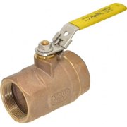 Apollo. 2" Pipe, Bronze Standard Ball Valve 2 Piece, Inline - One Way Flow, FNPT x FNPT Ends, Locking Lever Handle, 600 WOG