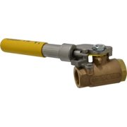 Apollo. 3/4" Pipe, Bronze Standard Ball Valve 2 Piece, Inline - One Way Flow, FNPT x FNPT Ends, Deadman Lever Spring Return to Close Handle, 600 WOG, 150 WSP