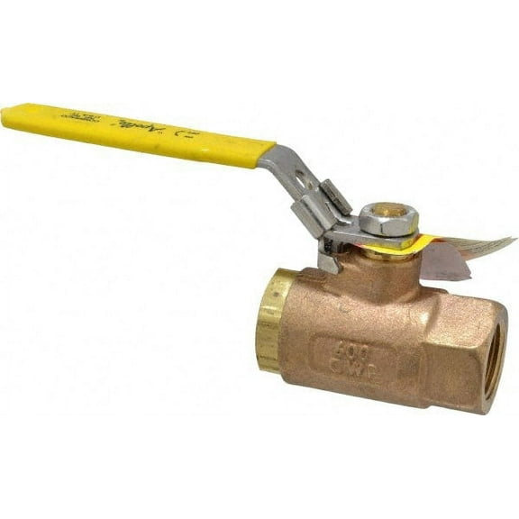 Apollo. 3/4" Pipe, Bronze Standard Ball Valve 2 Piece, Inline - One Way Flow, FNPT x FNPT Ends, Locking Lever Handle, 600 WOG