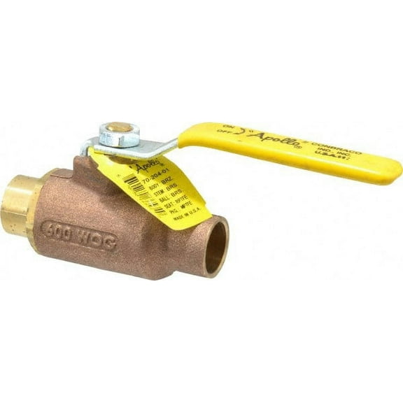 Apollo. 3/4" Pipe, Standard Port, Bronze Standard Ball Valve 2 Piece, Inline - One Way Flow, Soldered x Soldered Ends, Lever Handle, 600 WOG, 125 WSP